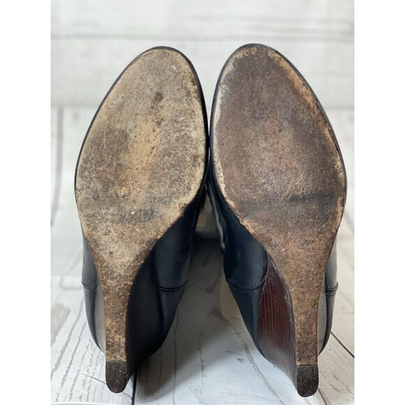 Tory Burch Black Leather Tall Wedge Riding Boot Size 7 - Picture 7 of 8